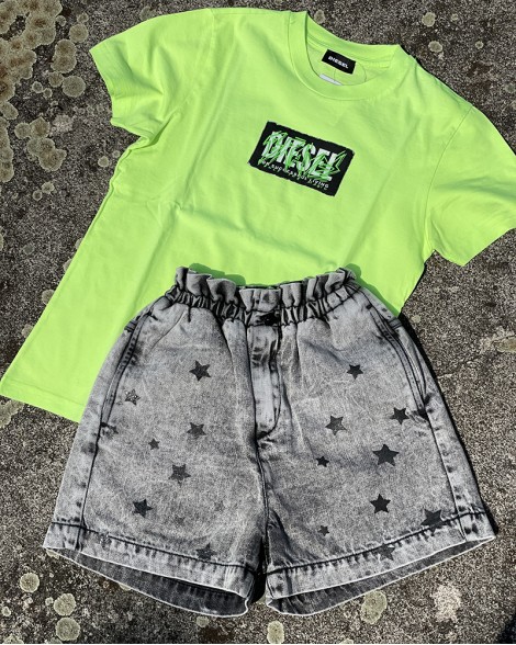 Kraťasy dětské Replay MIDAR SHORT šedé s hvězdami 